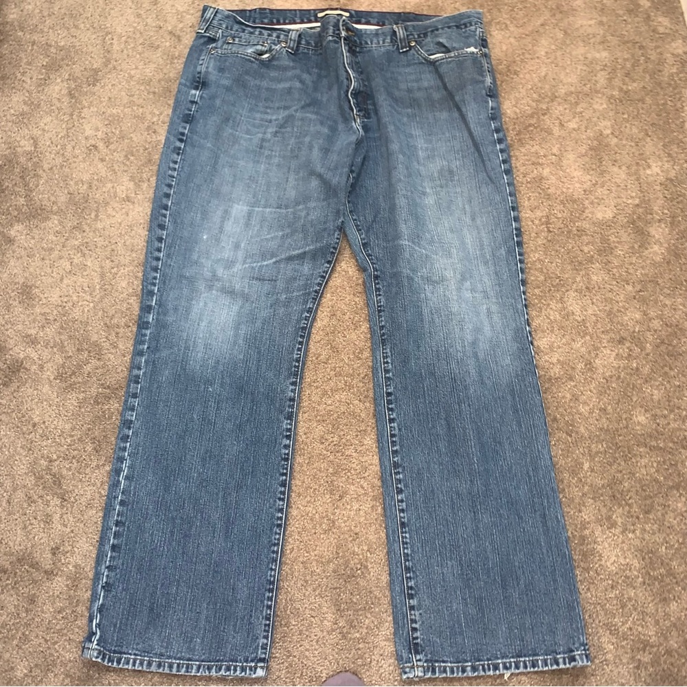 LL Bean light wash cotton denim 44x34 jeans - Picture 2 of 9
